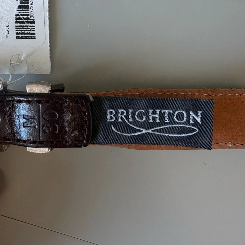 Brighton Haircalf Leather Belt Multicolor Brown Red Black Silver Buckle Size 30